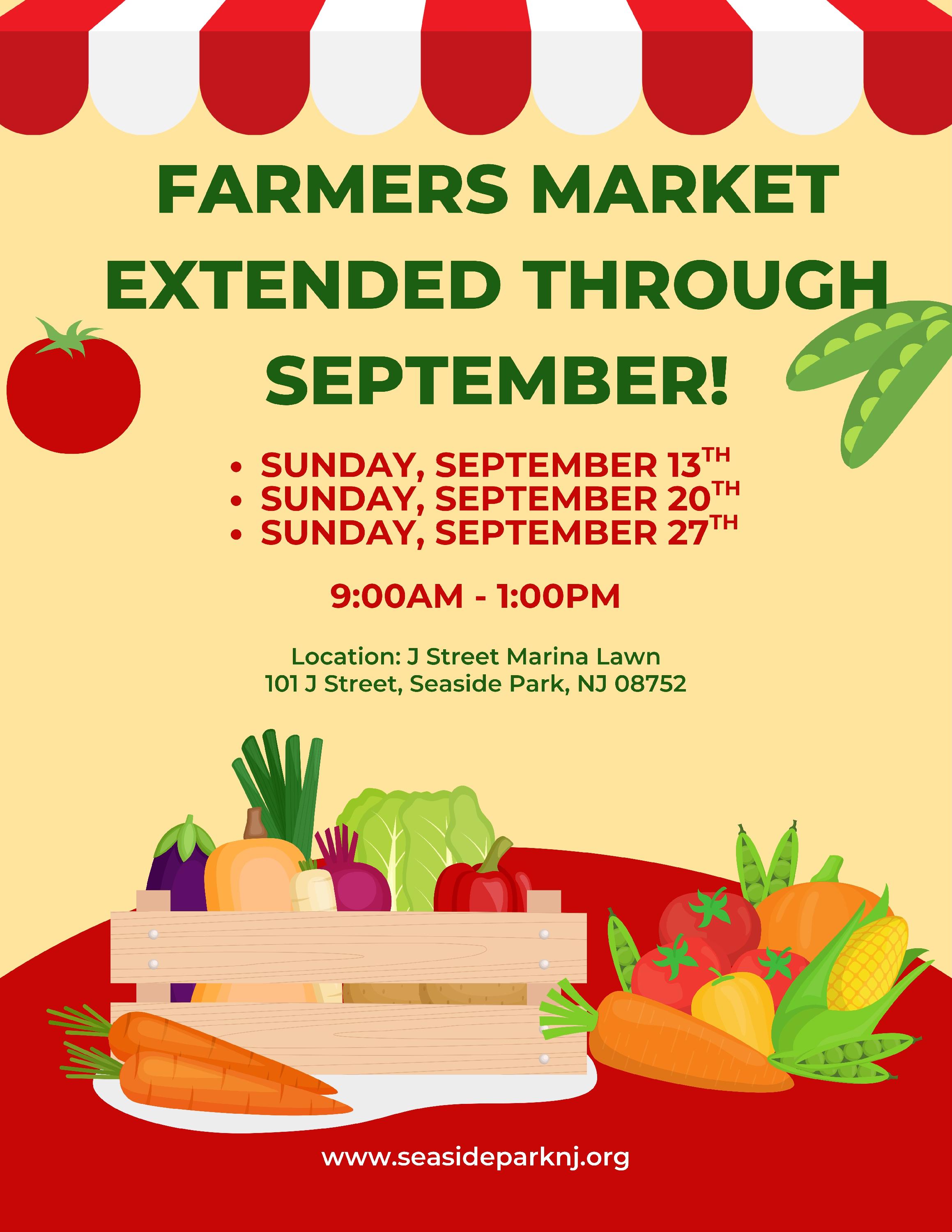Farmers Market Extended Through September